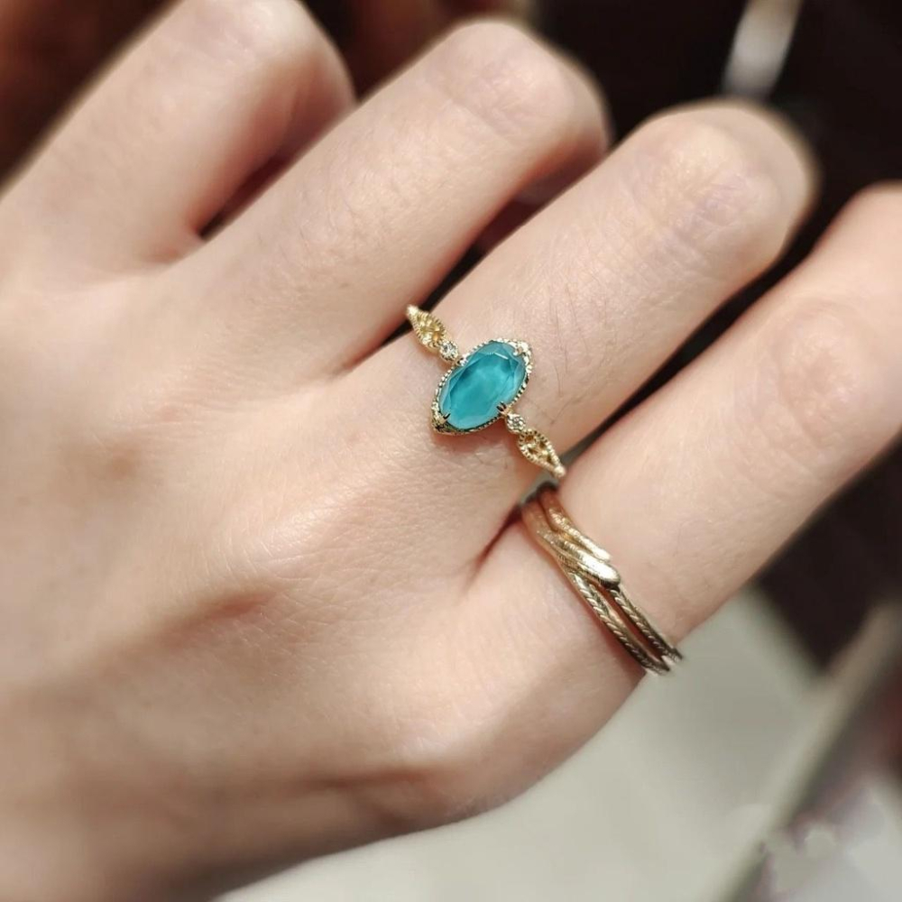 CEDONY | 日系氣質新款 夏季單品 天然綠松石拼石首飾套組 日本專櫃同款 | 項鍊 戒指 綠松石-細節圖8