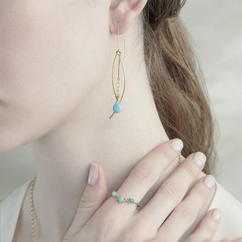 CEDONY | 日系氣質新款 夏季單品 天然綠松石拼石首飾套組 日本專櫃同款 | 項鍊 戒指 綠松石-細節圖9