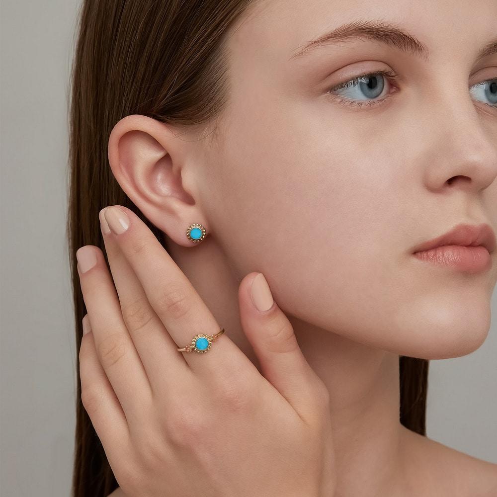 CEDONY | 日系典雅新品 向日葵🌻「綠松石的奇蹟」 首飾套組 多款可選 | 項鍊 戒指 耳釘 耳夾 耳線 耳墜-細節圖8