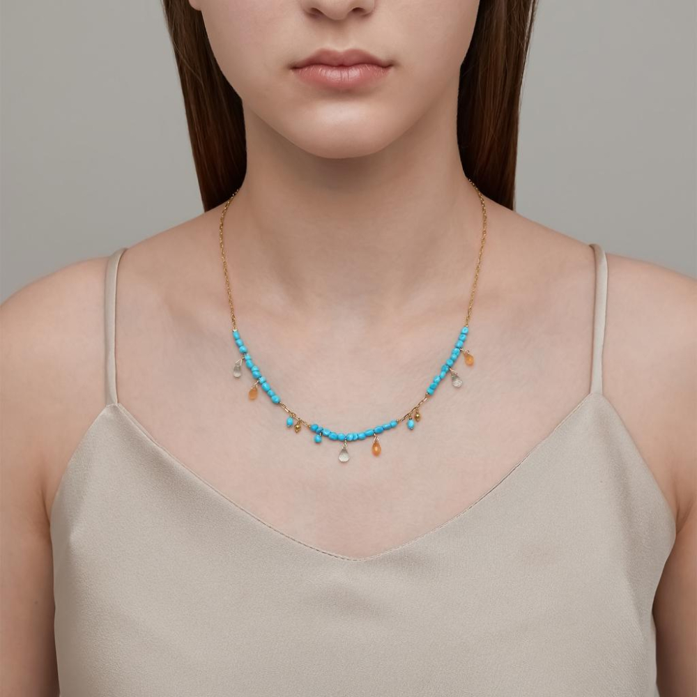 CEDONY | 日系典雅新品 向日葵🌻「綠松石的奇蹟」 首飾套組 多款可選 | 項鍊 戒指 耳釘 耳夾 耳線 耳墜-細節圖9