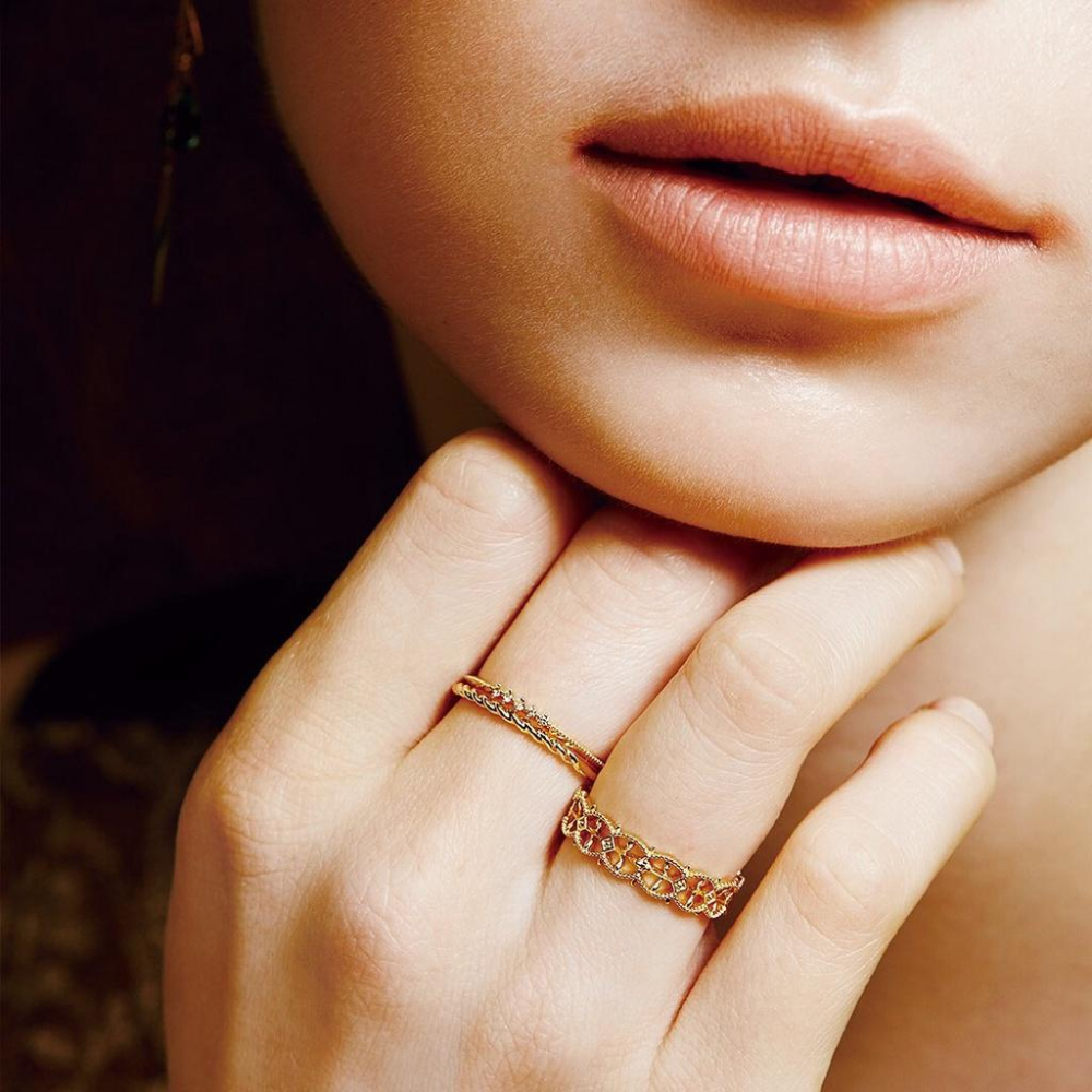 CEDONY | 日系經典復刻款 簡約蕾絲編織系列 多層次疊戴戒指套組 三層戒指 日系品牌同款 | 戒指 白鋯石-細節圖3