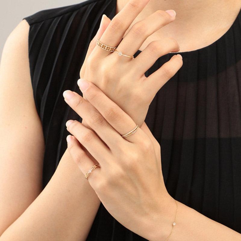 CEDONY | 日系經典復刻款 簡約蕾絲編織系列 多層次疊戴戒指套組 三層戒指 日系品牌同款 | 戒指 白鋯石-細節圖4