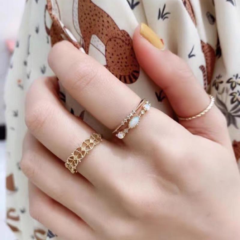 CEDONY | 日系經典復刻款 簡約蕾絲編織系列 多層次疊戴戒指套組 三層戒指 日系品牌同款 | 戒指 白鋯石-細節圖6