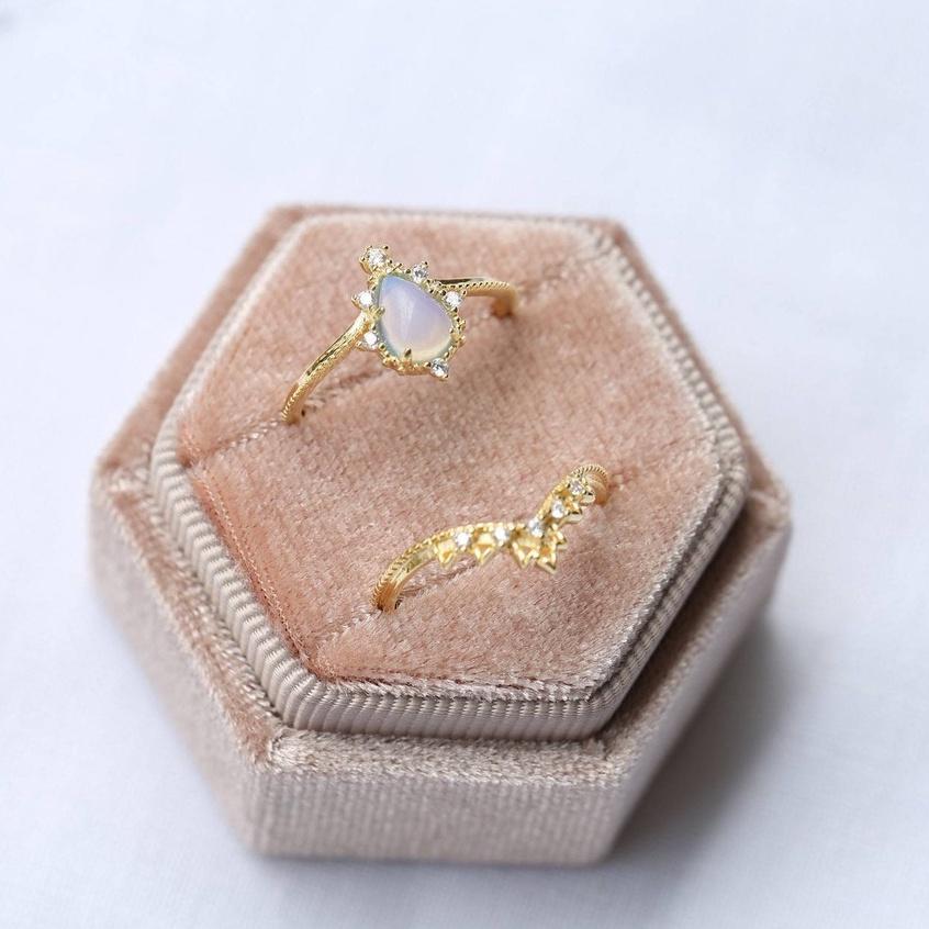 CEDONY | 皇冠蕾絲戒指套組 日系氣質單品 | 戒指 蛋白石 藍砂石-細節圖4