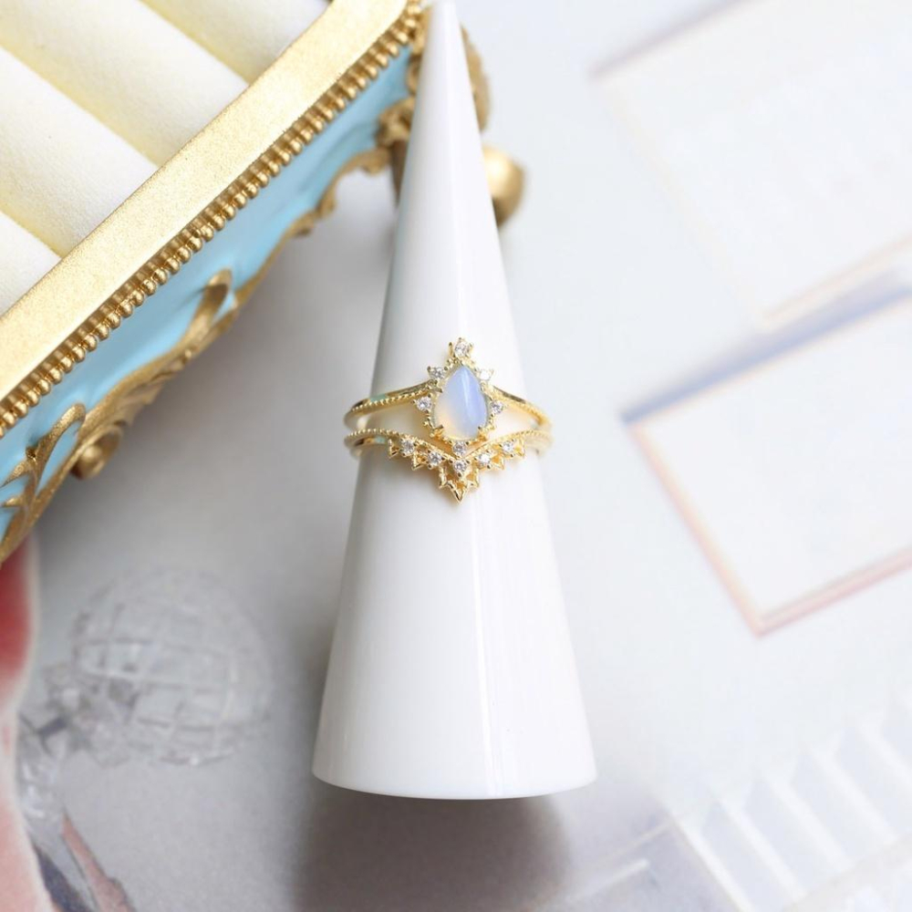 CEDONY | 皇冠蕾絲戒指套組 日系氣質單品 | 戒指 蛋白石 藍砂石-細節圖5
