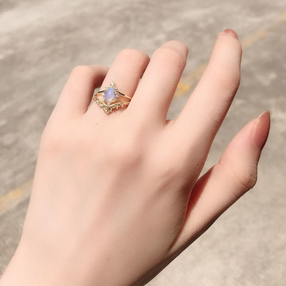 CEDONY | 皇冠蕾絲戒指套組 日系氣質單品 | 戒指 蛋白石 藍砂石-細節圖8