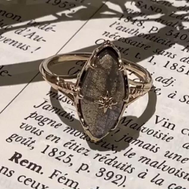 CEDONY | 日系珠寶 絕版品再現 天然拉長石首飾套組 雪花裝飾 日牌同款 | 項鍊 戒指-細節圖2