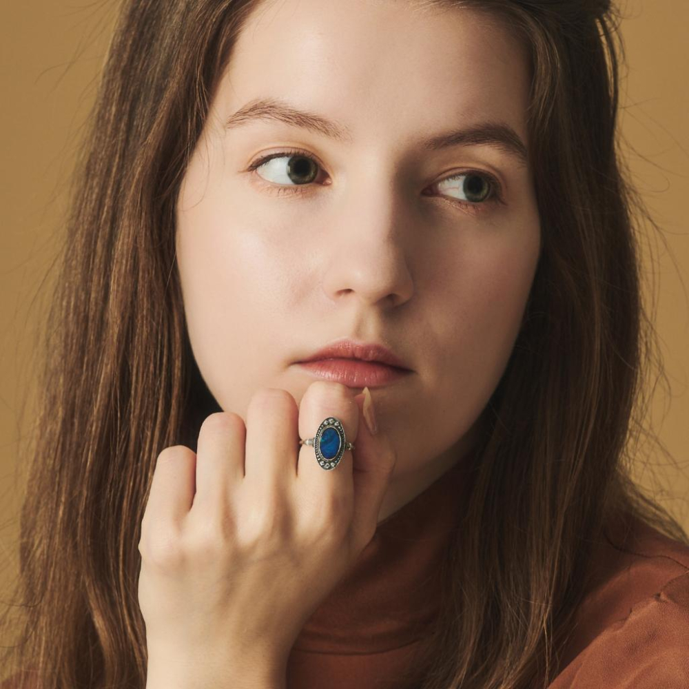 CEDONY | 古羅馬之美 經典純銀做舊首飾 鑲嵌合成藍歐泊 | 吊墜 項鍊 戒指 耳釘 耳墜-細節圖6