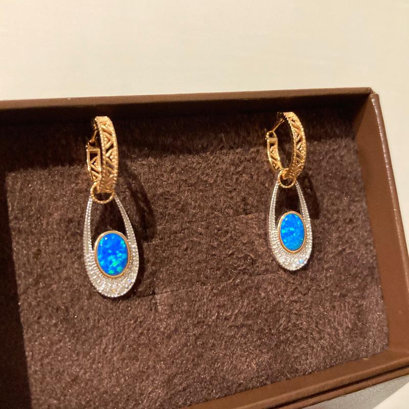 CEDONY | 古羅馬之美 經典純銀做舊首飾 鑲嵌合成藍歐泊 | 吊墜 項鍊 戒指 耳釘 耳墜-細節圖7