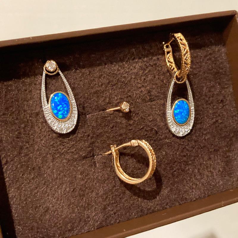 CEDONY | 古羅馬之美 經典純銀做舊首飾 鑲嵌合成藍歐泊 | 吊墜 項鍊 戒指 耳釘 耳墜-細節圖8