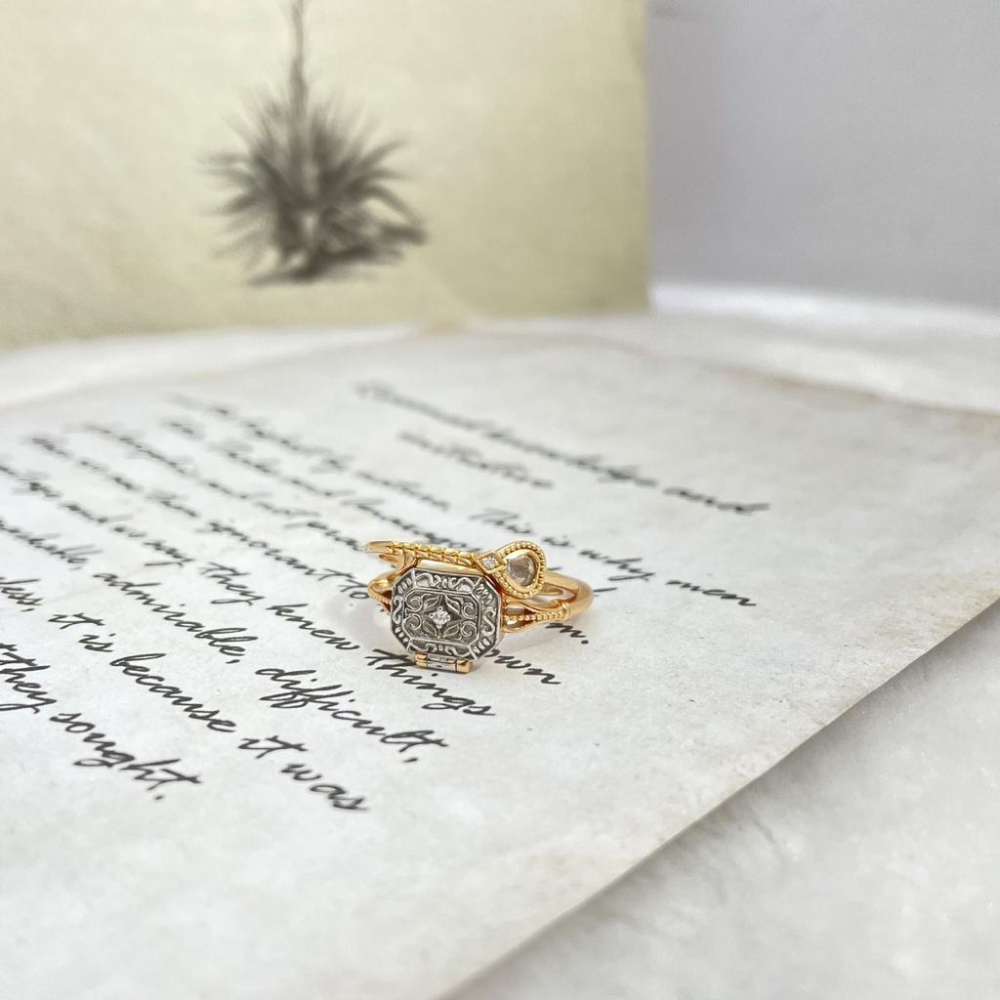 CEDONY | 英式古董首飾 「Dears情感珠寶」系列 雙戒疊戴戒指 日本專櫃同款 | 戒指-細節圖2