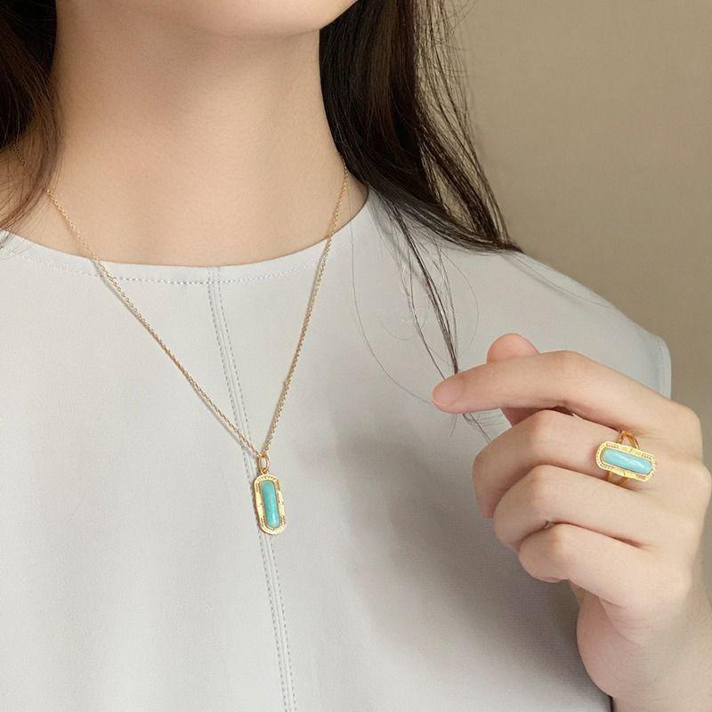 CEDONY | 古典宮廷雕花天河石首飾套組 日本專櫃agete同款 | 項鍊 戒指 耳釘 天河石 亞馬遜石-細節圖7