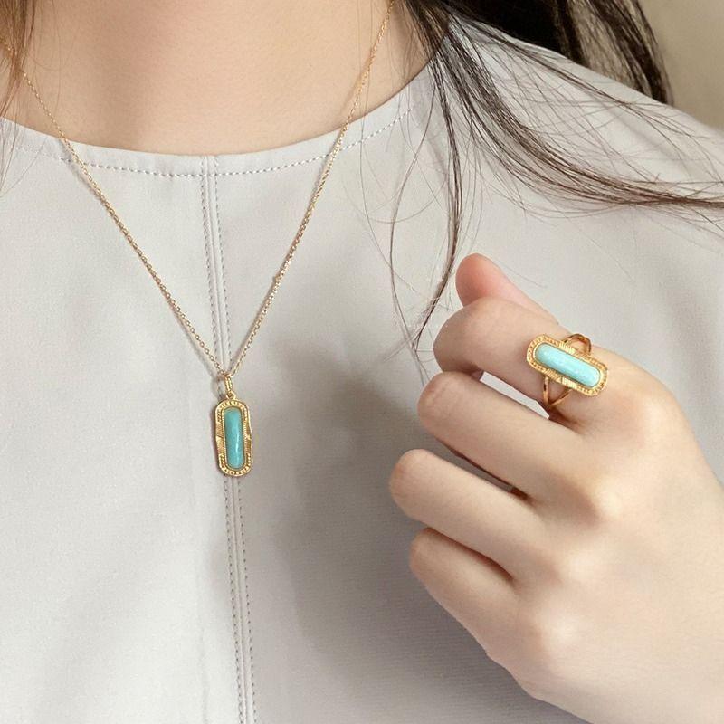 CEDONY | 古典宮廷雕花天河石首飾套組 日本專櫃agete同款 | 項鍊 戒指 耳釘 天河石 亞馬遜石-細節圖8