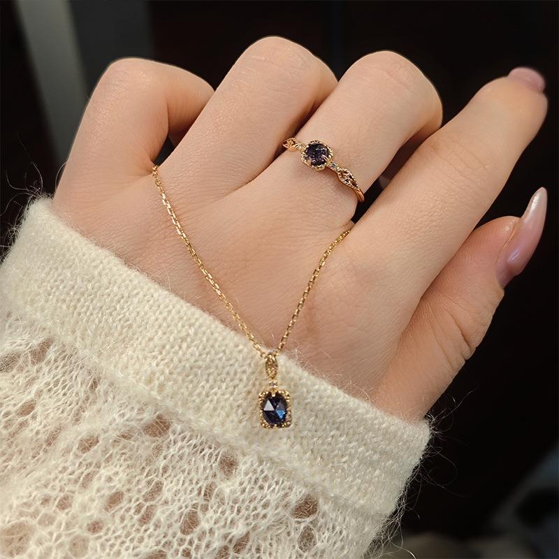 CEDONY｜閃耀宇宙星河 雙層石工藝系列 紫金石拼貼白水晶 復古花紋設計 星夜光芒｜吊墜 項鍊 戒指 耳釘 耳夾-細節圖7