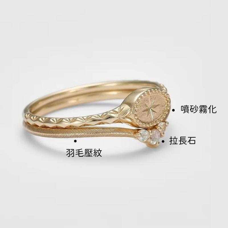 CEDONY｜夜空閃耀設計 夢幻星辰 秋日星光 八芒星紫金石疊戴戒指套組 拉長石點綴｜戒指-細節圖3