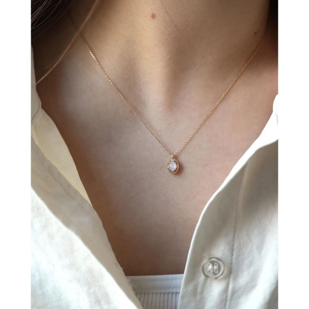 CEDONY｜將浪漫的月光凝進珠寶 白月光石古典雕花套組 柔美光澤優雅氣質 天然白月光石｜項鍊 戒指 耳釘 耳夾-細節圖8