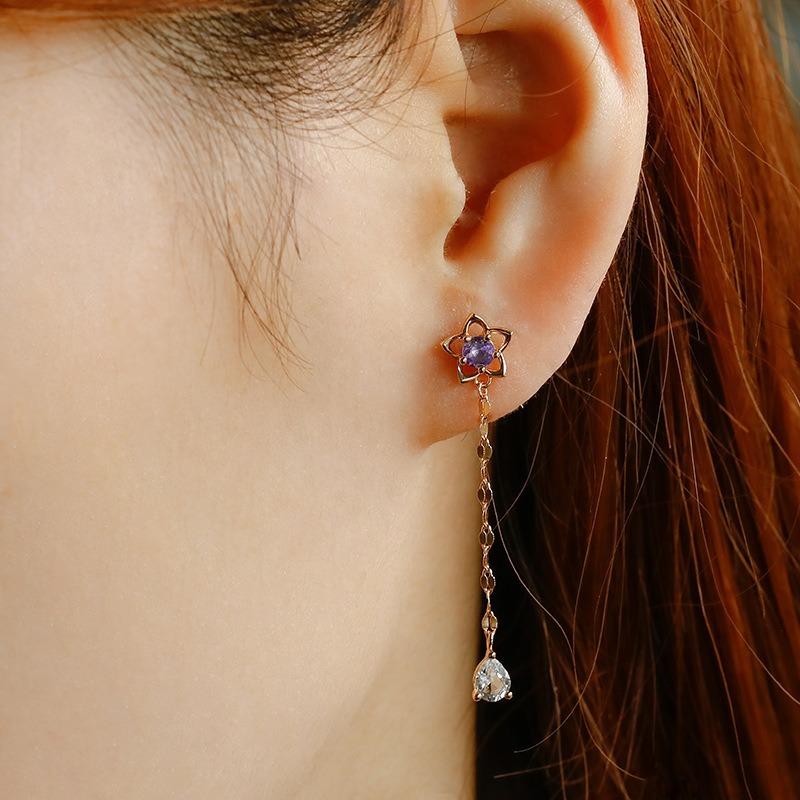 CEDONY | 十二月誕生石 坦桑石花朵珠寶系列 白托帕石點綴 魅力優雅之選 | 項鍊 耳釘 耳夾-細節圖2