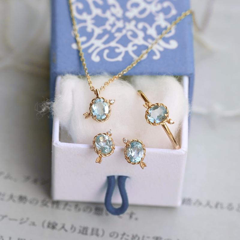 CEDONY | 浪漫輕奢禮物 情侶首選 水藍色托帕石 愛神之石 邱比特之箭 日本品牌同款 | 項鍊 耳釘 耳夾 戒指-細節圖2