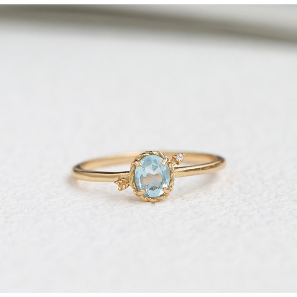 CEDONY | 浪漫輕奢禮物 情侶首選 水藍色托帕石 愛神之石 邱比特之箭 日本品牌同款 | 項鍊 耳釘 耳夾 戒指-細節圖3