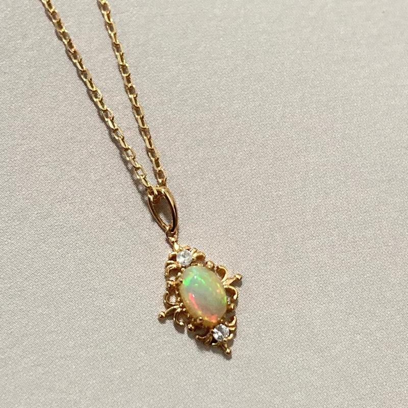 CEDONY｜洛可可夢境 蕾絲花邊 天然蛋白石項鍊 澳洲進口幻彩精靈石 日系輕奢首飾｜項鍊-細節圖2