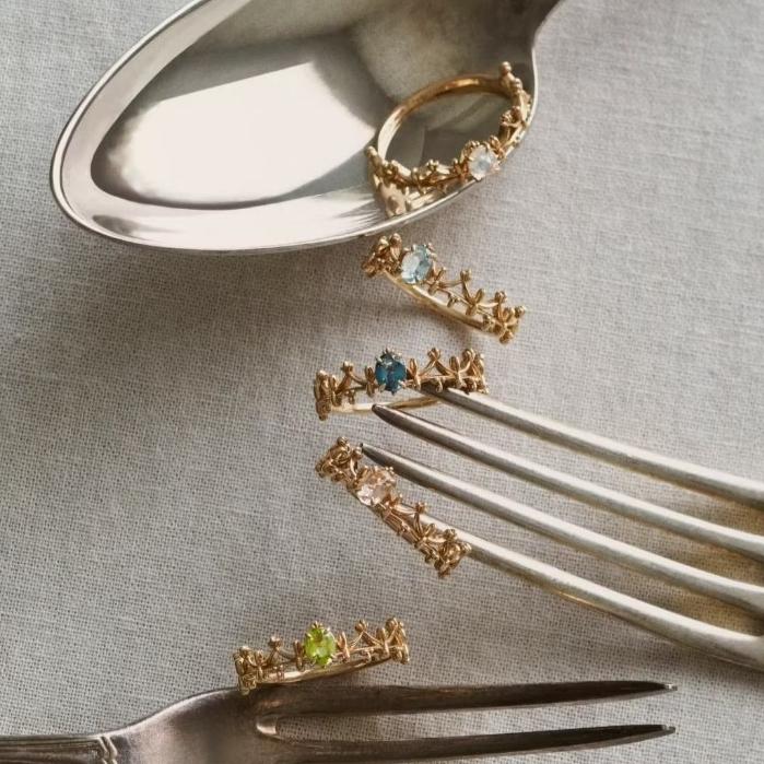 CEDONY｜繽紛夢幻的秘密花園 指上花園系列 多款彩色天然寶石戒指 皇冠造型戒指 三層戒指 疊戴花園風格｜戒指-細節圖2