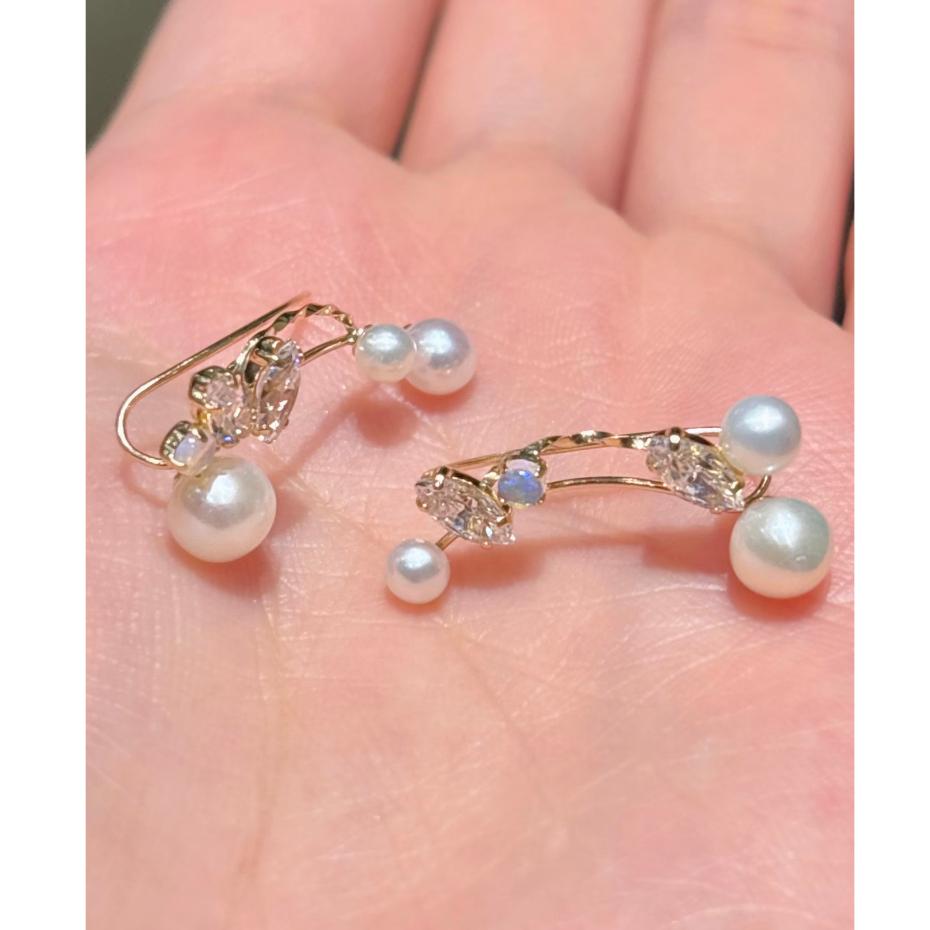 CEDONY｜花嫁新娘 貴婦氣質首選 天然珍珠 優雅光澤感 耳排式耳環 多種戴法｜耳排-細節圖2