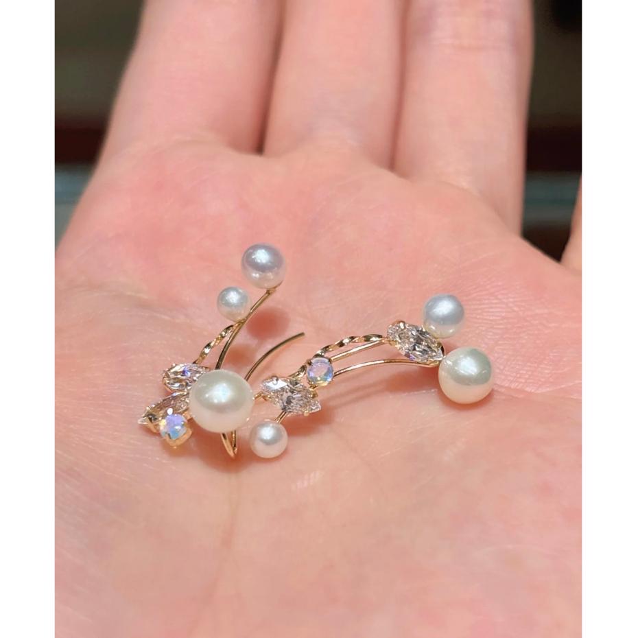 CEDONY｜花嫁新娘 貴婦氣質首選 天然珍珠 優雅光澤感 耳排式耳環 多種戴法｜耳排-細節圖3