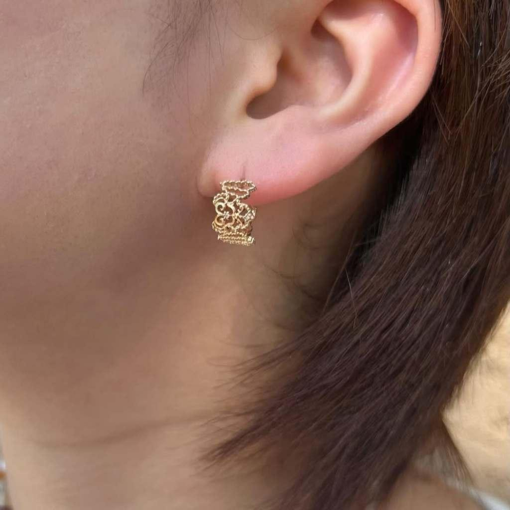 CEDONY | 復古金雕典藏設計 經典鏤空蕾絲皇冠系列 中古世紀紋路 富貴繁華 許我耀眼｜耳環 耳扣 戒指-細節圖3