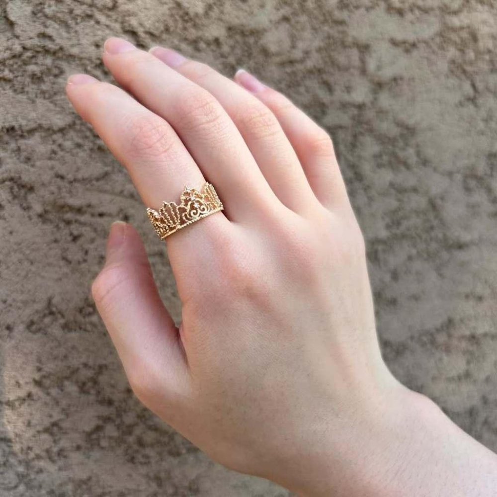 CEDONY | 復古金雕典藏設計 經典鏤空蕾絲皇冠系列 中古世紀紋路 富貴繁華 許我耀眼｜耳環 耳扣 戒指-細節圖8