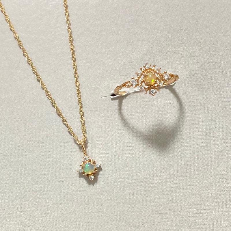 CEDONY｜雪花落在心上暖暖的 冬日輕奢浪漫 天然蛋白石 澳洲進口 幻彩雪花 S925銀鍍14K金｜項鍊 戒指-細節圖2