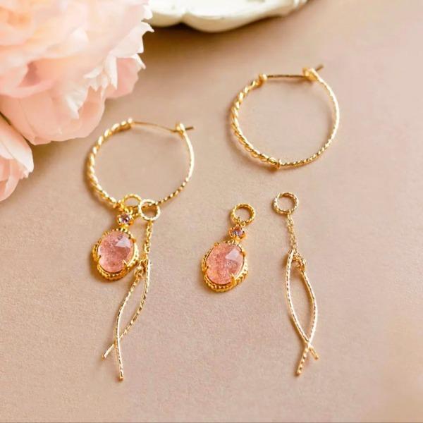 CEDONY | 春季調色盤耳環套組 天然草莓晶 新鮮莓果 耳環套組 可拆卸使用 日牌同款 | 耳環 耳圈 耳墜-細節圖2