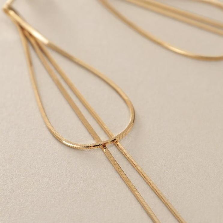 CEDONY | 蛇鍊極簡垂墜耳環 俐落流線設計 氣質簡約 自然垂墜感 | 蛇骨鍊 項鍊 耳骨夾 耳夾 耳釘-細節圖2