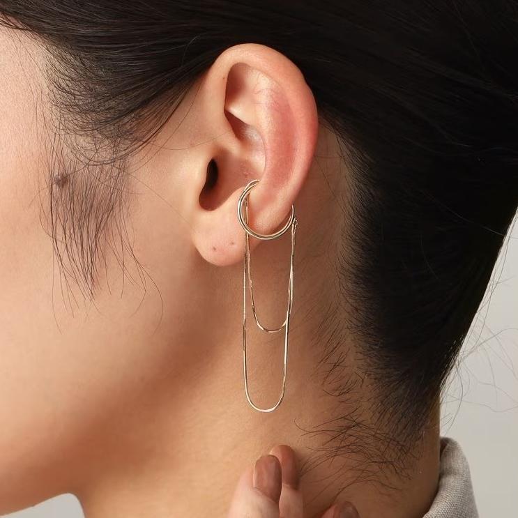 CEDONY | 蛇鍊極簡垂墜耳環 俐落流線設計 氣質簡約 自然垂墜感 | 蛇骨鍊 項鍊 耳骨夾 耳夾 耳釘-細節圖7