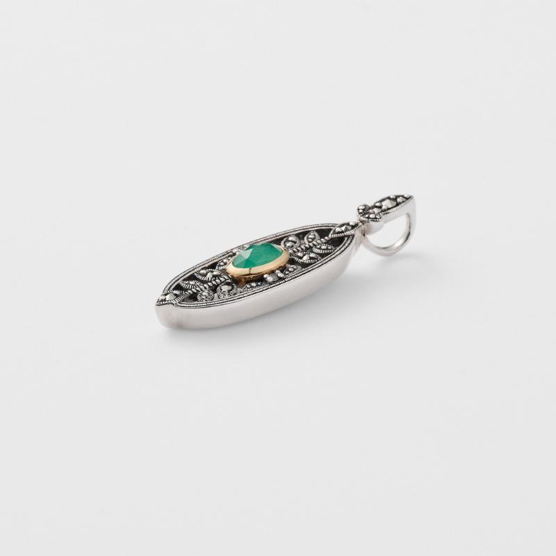 CEDONY | 復古鏤空葉紋純銀首飾 「隨著時間變化，逐漸變得更有味道」 鑲嵌祖母綠寶石 | 項鍊 戒指 耳釘 耳夾-細節圖2