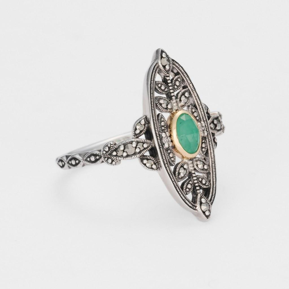 CEDONY | 復古鏤空葉紋純銀首飾 「隨著時間變化，逐漸變得更有味道」 鑲嵌祖母綠寶石 | 項鍊 戒指 耳釘 耳夾-細節圖3