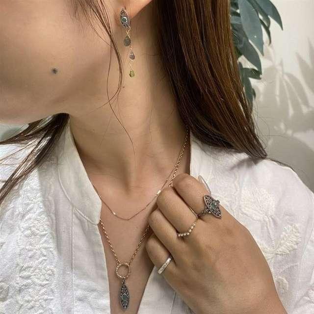 CEDONY | 復古鏤空葉紋純銀首飾 「隨著時間變化，逐漸變得更有味道」 鑲嵌祖母綠寶石 | 項鍊 戒指 耳釘 耳夾-細節圖5