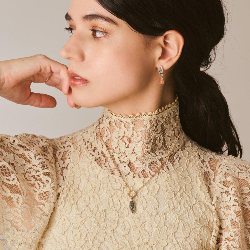 CEDONY | 復古鏤空葉紋純銀首飾 「隨著時間變化，逐漸變得更有味道」 鑲嵌祖母綠寶石 | 項鍊 戒指 耳釘 耳夾-細節圖6