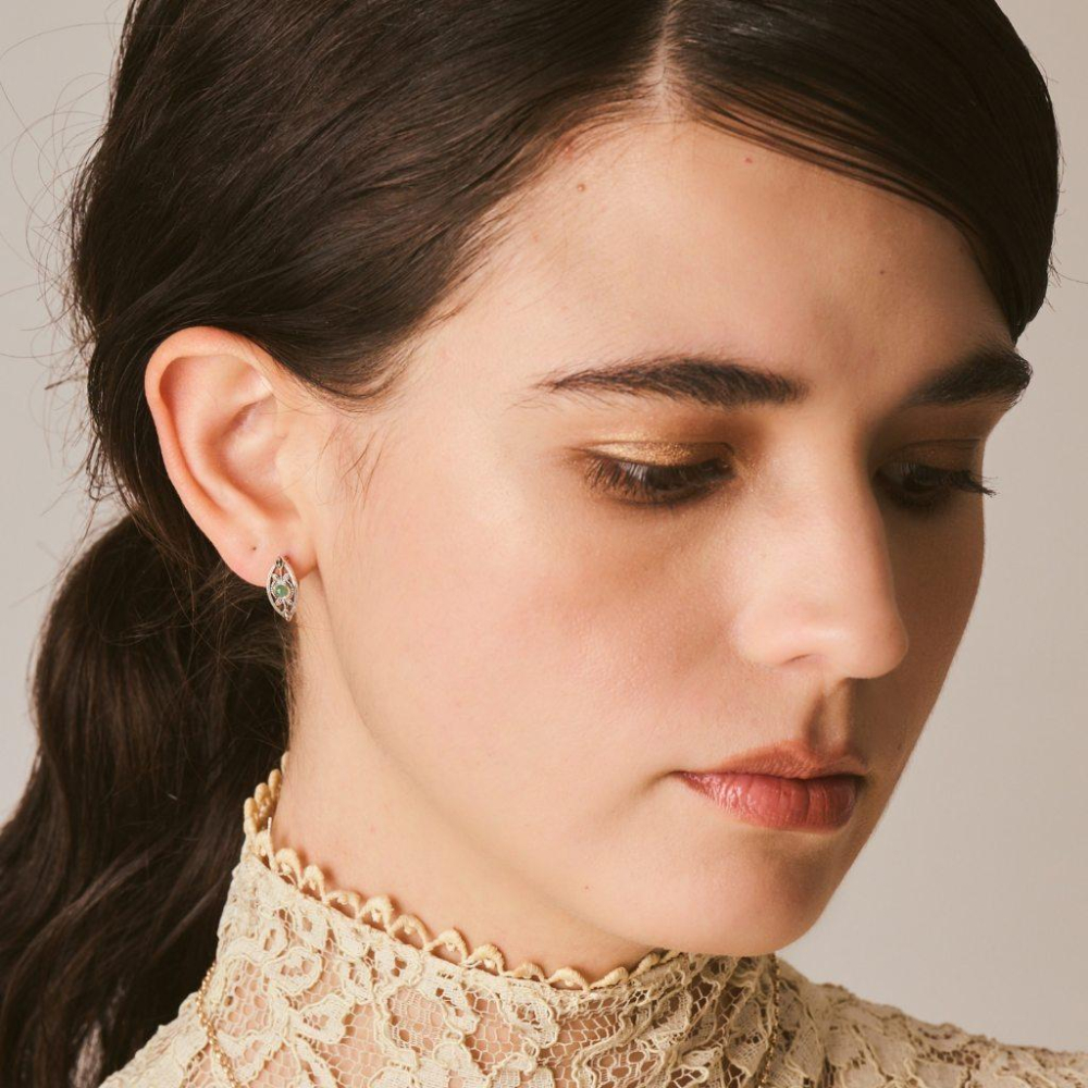 CEDONY | 復古鏤空葉紋純銀首飾 「隨著時間變化，逐漸變得更有味道」 鑲嵌祖母綠寶石 | 項鍊 戒指 耳釘 耳夾-細節圖7