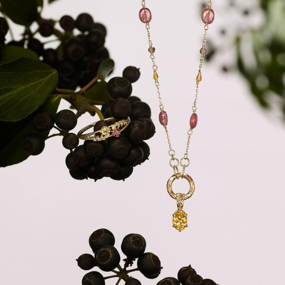 CEDONY | 溫暖而深邃的光芒 秋冬季節限定 天然黃水晶項鍊套組 可以拆卸使用 復刻日系輕奢飾品 | 項鍊 戒指-細節圖2