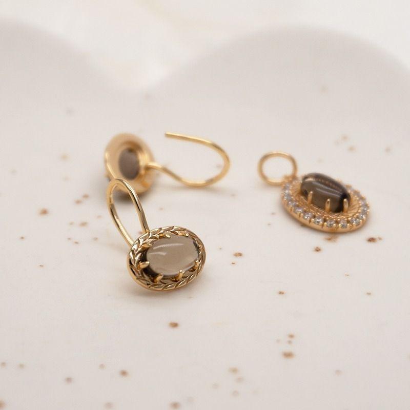 CEDONY | 日系冷門奢華設計 重工打造 天然茶晶華麗首飾組合 | 項鍊 鍊墜 耳環 戒指-細節圖5