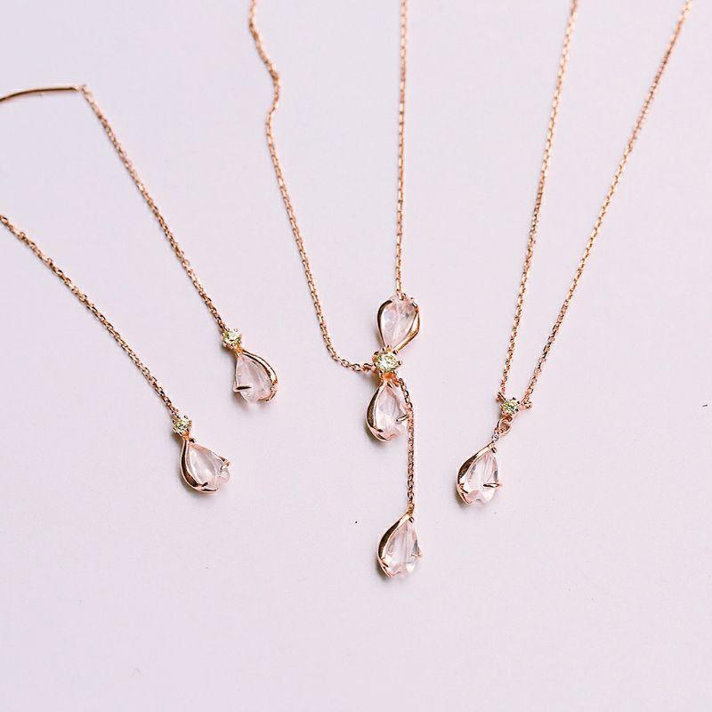 CEDONY | 日系輕奢首飾 浪漫櫻花系列 天然粉水晶 日本專櫃同款 |  項鍊 耳環 耳線 粉水晶-細節圖4