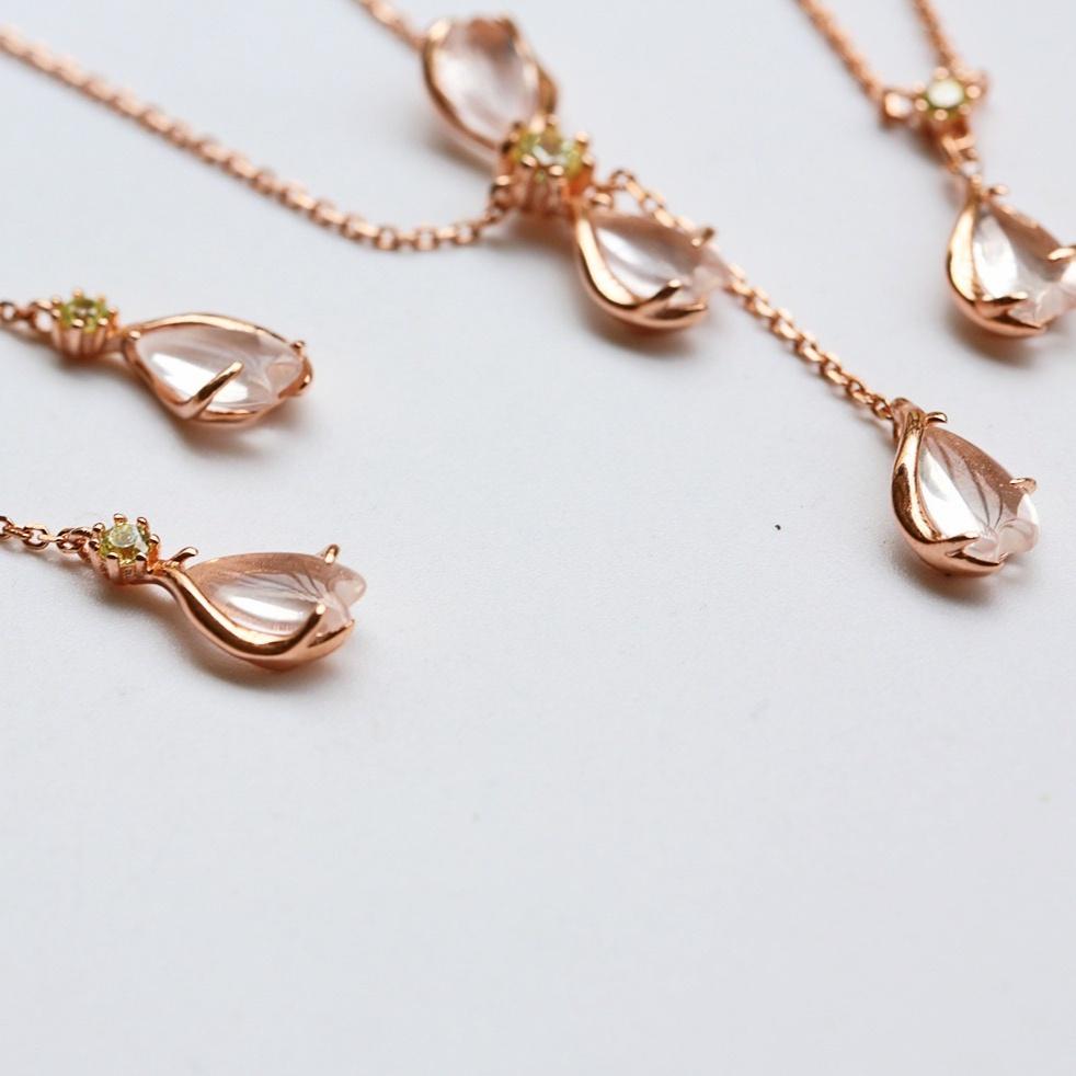CEDONY | 日系輕奢首飾 浪漫櫻花系列 天然粉水晶 日本專櫃同款 |  項鍊 耳環 耳線 粉水晶-細節圖5