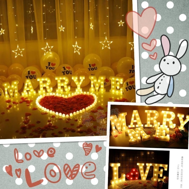 台灣現貨💜 浪漫求婚 英文字母燈 求婚爆款 字母燈 生日道具 LED造型燈 浪漫燈座 告白表白燈 數字燈 浪漫 拍攝-細節圖2