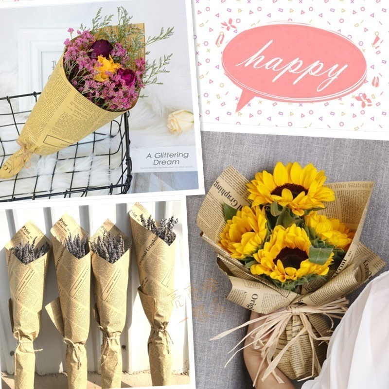 台灣現貨🥑 復古英文牛皮包裝紙 裝飾紙 禮品包裝 素材 手作 英文報紙 花束包裝 拍照道具 英文紙頁 手帳素材 包裝-細節圖7