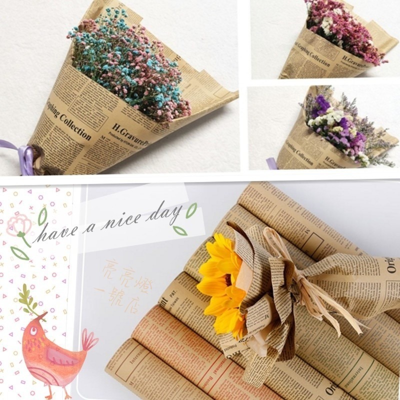 台灣現貨🥑 復古英文牛皮包裝紙 裝飾紙 禮品包裝 素材 手作 英文報紙 花束包裝 拍照道具 英文紙頁 手帳素材 包裝-細節圖8