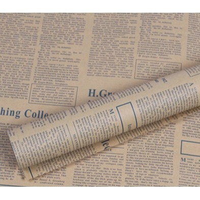 E.復古英文牛皮包裝紙-藍色