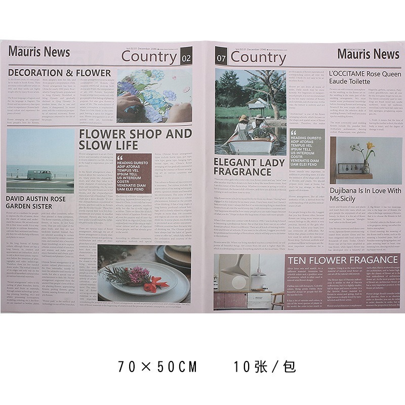 台灣現貨🥑 復古英文牛皮包裝紙 裝飾紙 禮品包裝 素材 手作 英文報紙 花束包裝 拍照道具 英文紙頁 手帳素材 包裝-規格圖8