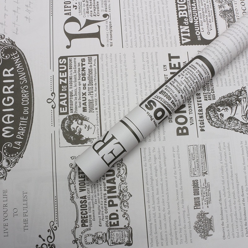 I.彩色英文報紙包裝紙-懷舊