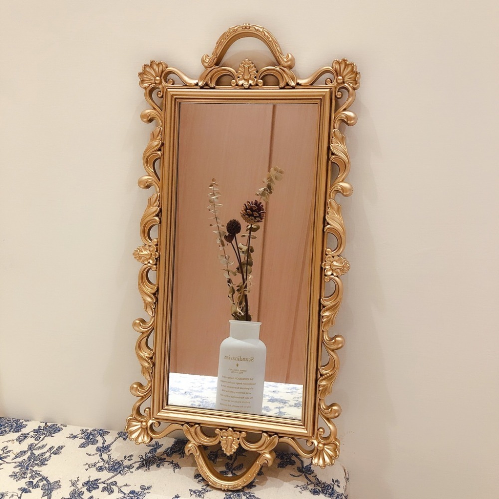 台灣現貨⚜️ 歐式復古雕花鏡子 宮廷風 托盤 甜點盤 展示盤 化妝鏡 貴族 鏡子 韓式 掛鏡 托盤鏡 拍照道具-規格圖8