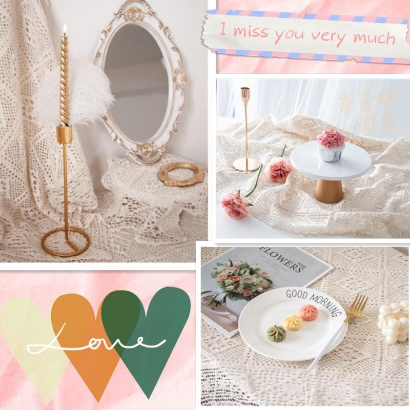 💞台灣現貨💞法式浪漫復古鏤空桌布 鏤空編織背景布 冷淡風 鈎針 蕾絲桌布 鏤空花邊台布 餐墊 桌墊 桌旗 拍攝背景 道具-細節圖8